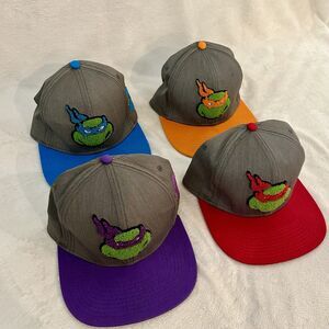 Nickelodeon TMNT Full Set Of 4!  Flat Brim Cap Snapback OSFA Embroidered Clean!